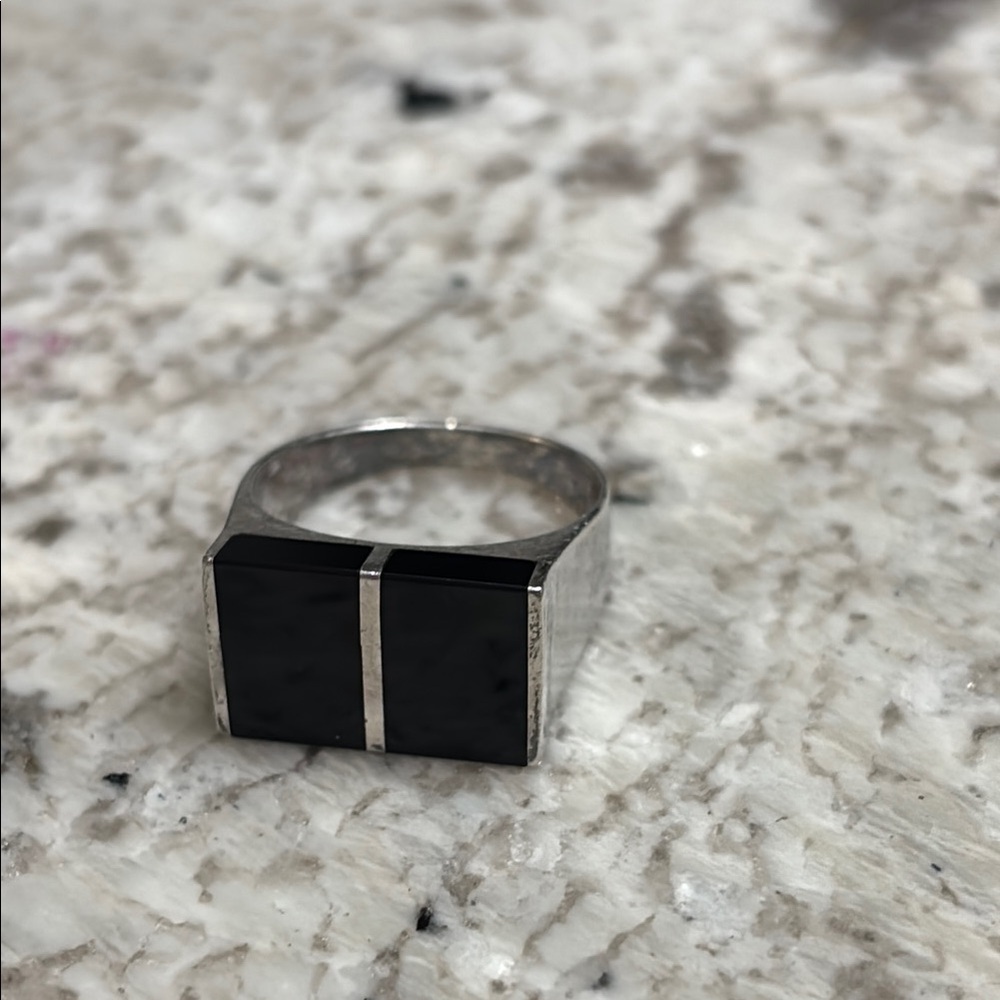 Chic Black and Silver Square Ring